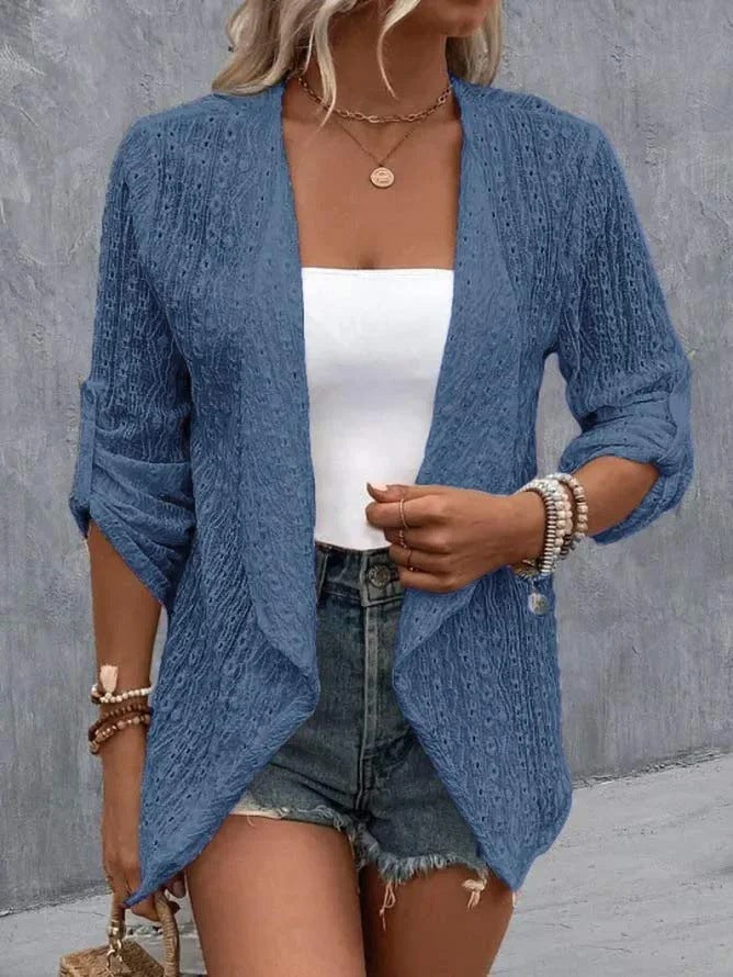 Boho Cardigan Damen gehäkelt offen geschnitten leichtes Design