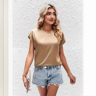 Satin-Top mit Fledermausärmeln für Damen – Stilvoll und bequem