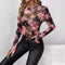 Mesh-Top mit Blumenmuster - Stehkragen und schmale Passform