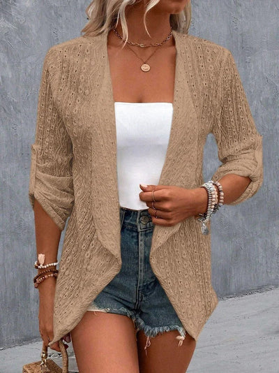 Boho Cardigan Damen gehäkelt offen geschnitten leichtes Design