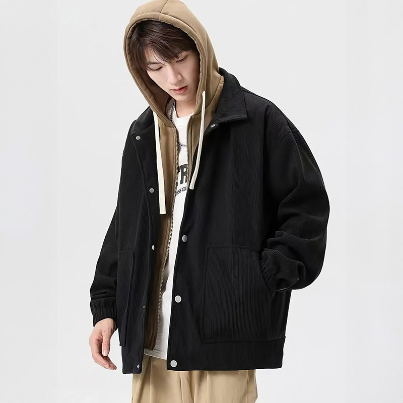 Giacca in velluto con cappuccio per uomo - Foderata