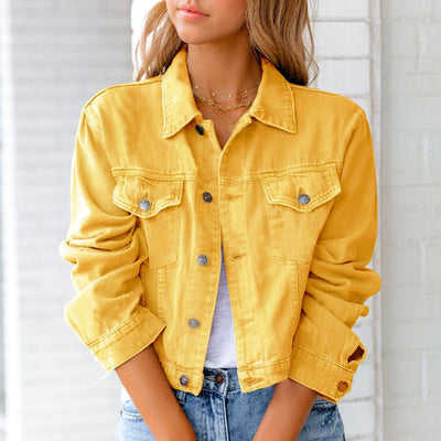 Schlichte Damen-Jeansjacke mit Knöpfen