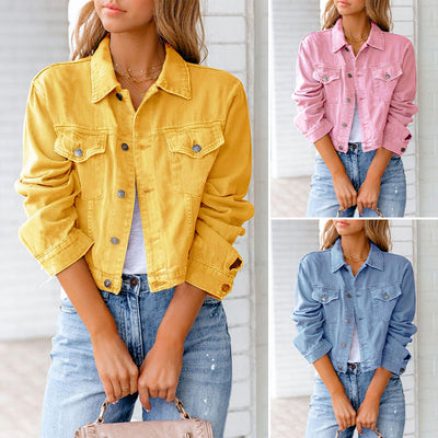 Schlichte Damen-Jeansjacke mit Knöpfen