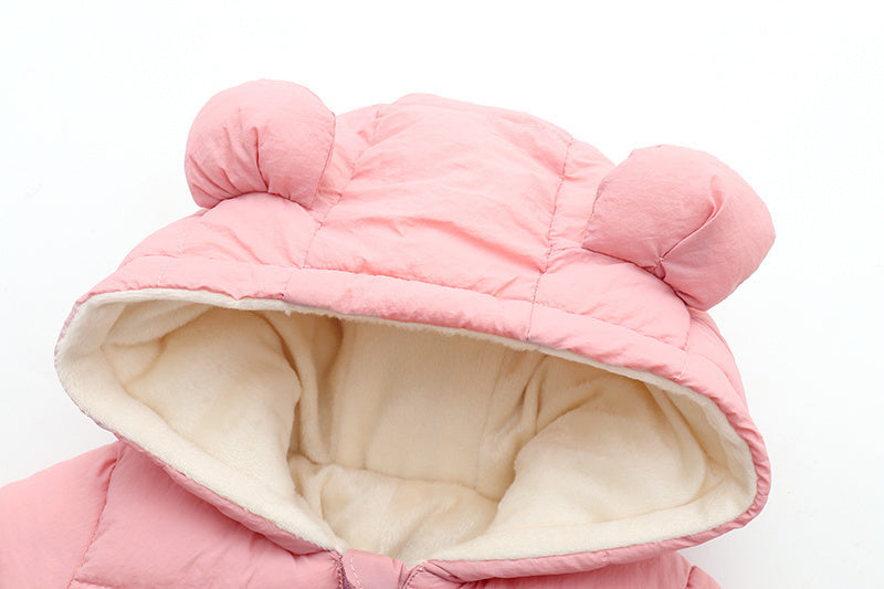 Warmer und kuscheliger Baby-Winterstrampler mit Ohren