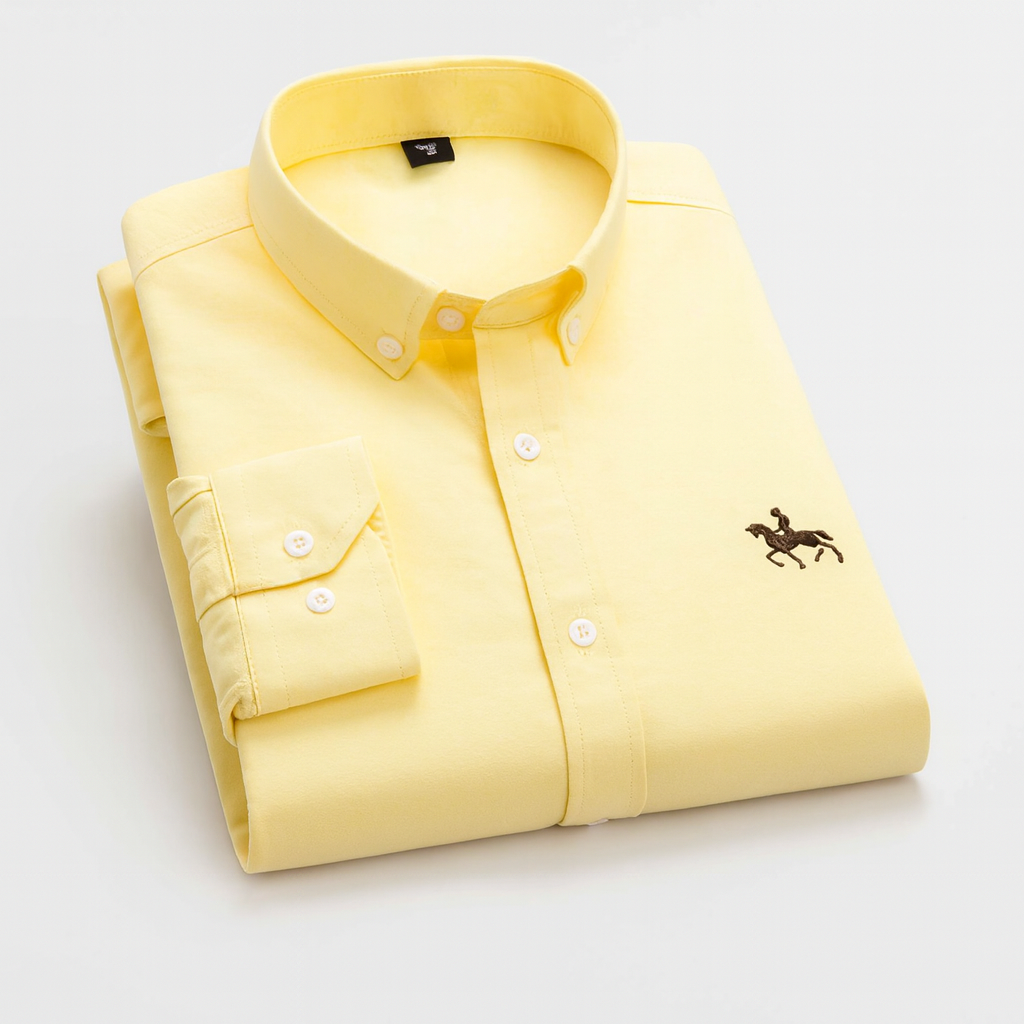 Striped shirt with embroidered detail yellow
