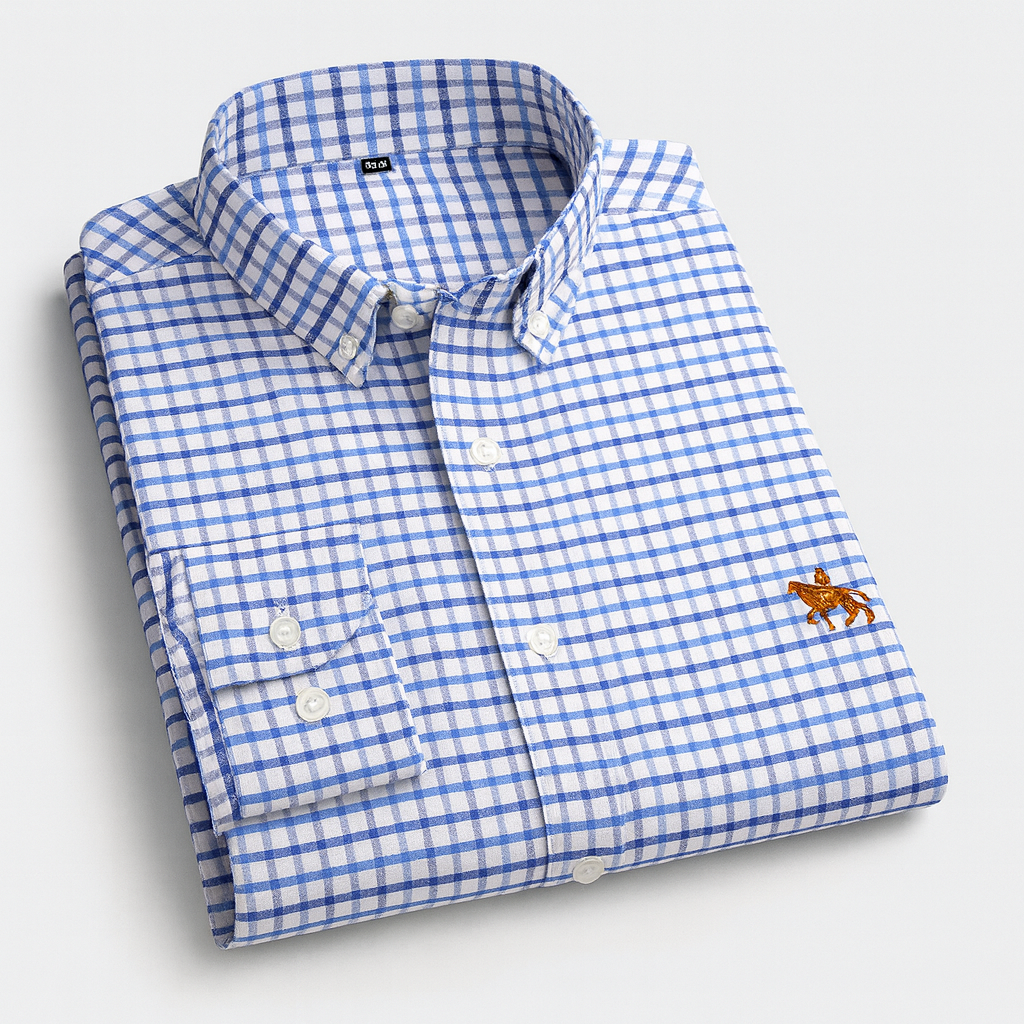 Striped shirt with embroidered detail dark blue