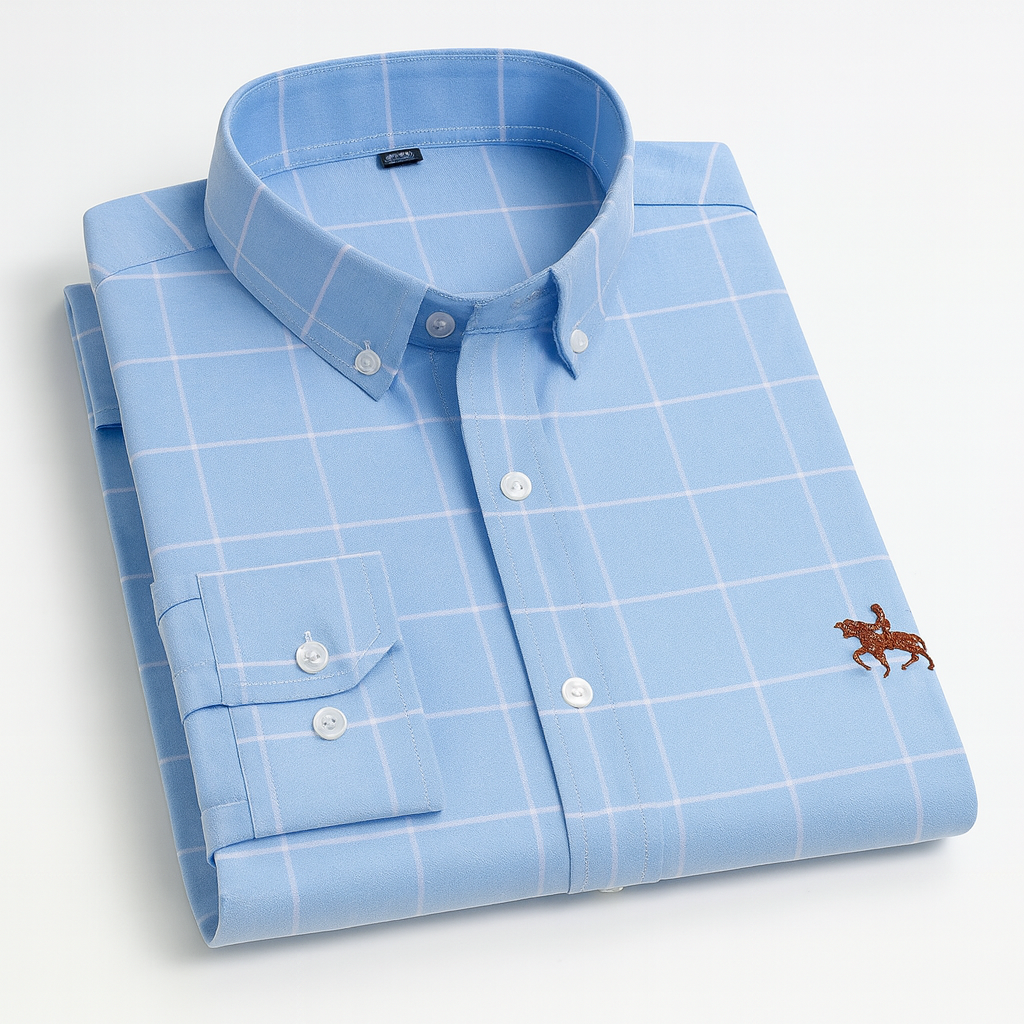 Striped shirt with embroidered detail blue