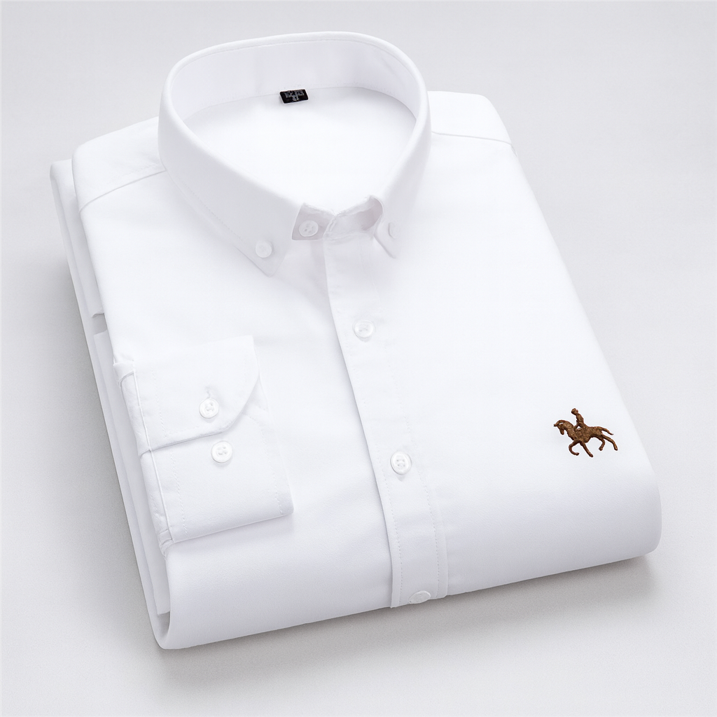 Striped shirt with embroidered detail white