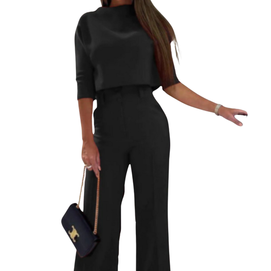 Set Udelia | Pantaloni a due pezzi con gamba larga e top a maniche 3/4