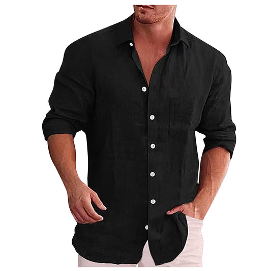 Lars | Camicia casual da uomo in lino con colletto a risvolto