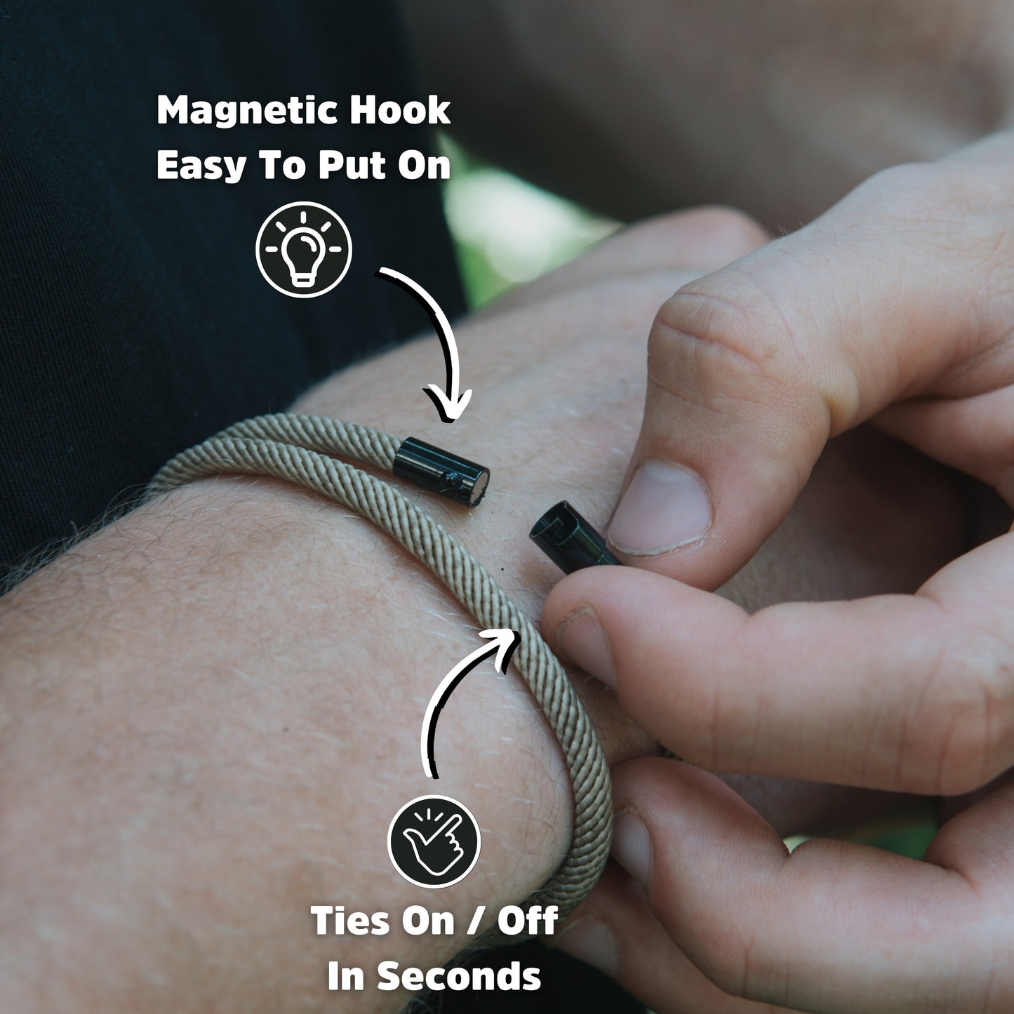 Ara - Bracelet magnétique en corde - Édition brune