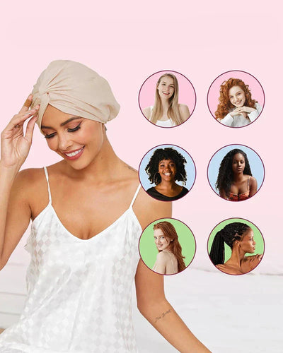 Verstellbarer Seiden-Turban für Frauen - Schlaf- und Chemo-Mütze