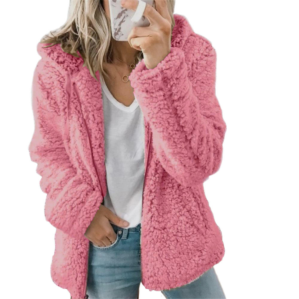Warme Plüsch-Winterjacke für Frauen mit Kapuze | Weich und flauschig