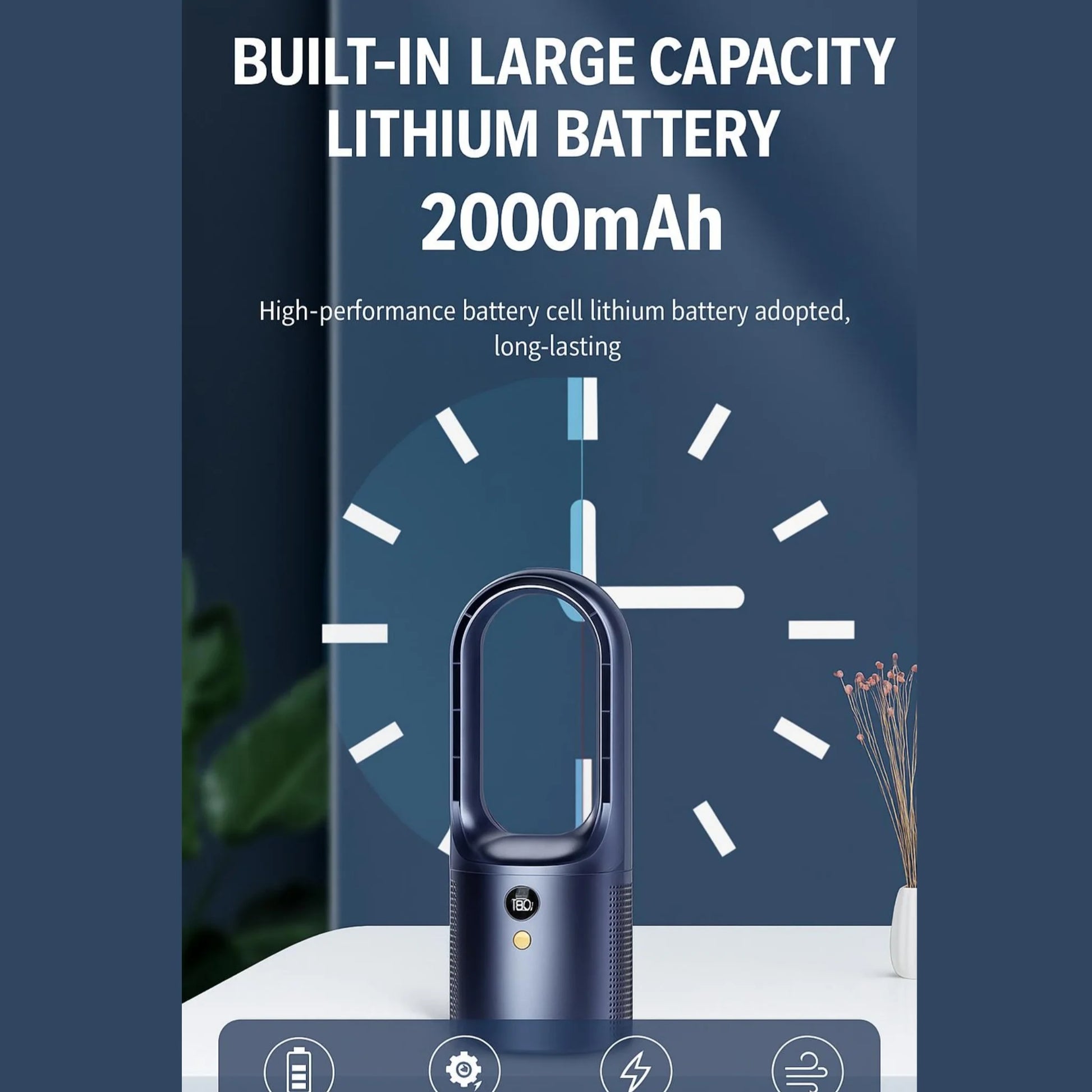 Blue LED Bladeless Table Fan