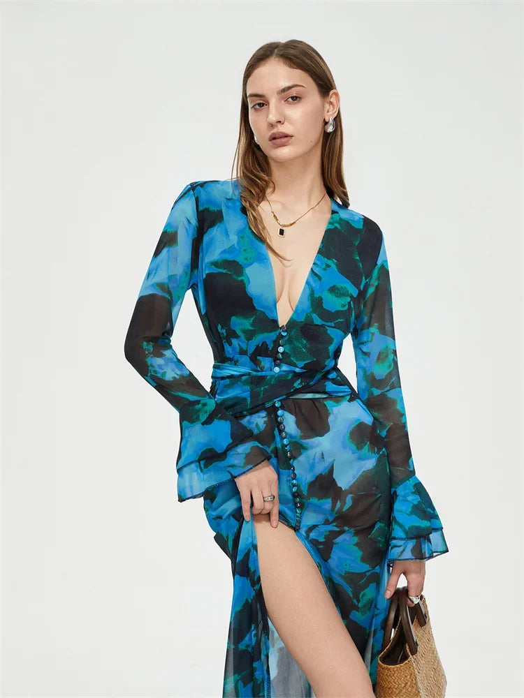 Corinne | Τυπωμένο διαχωρισμένο φόρεμα για γυναίκες