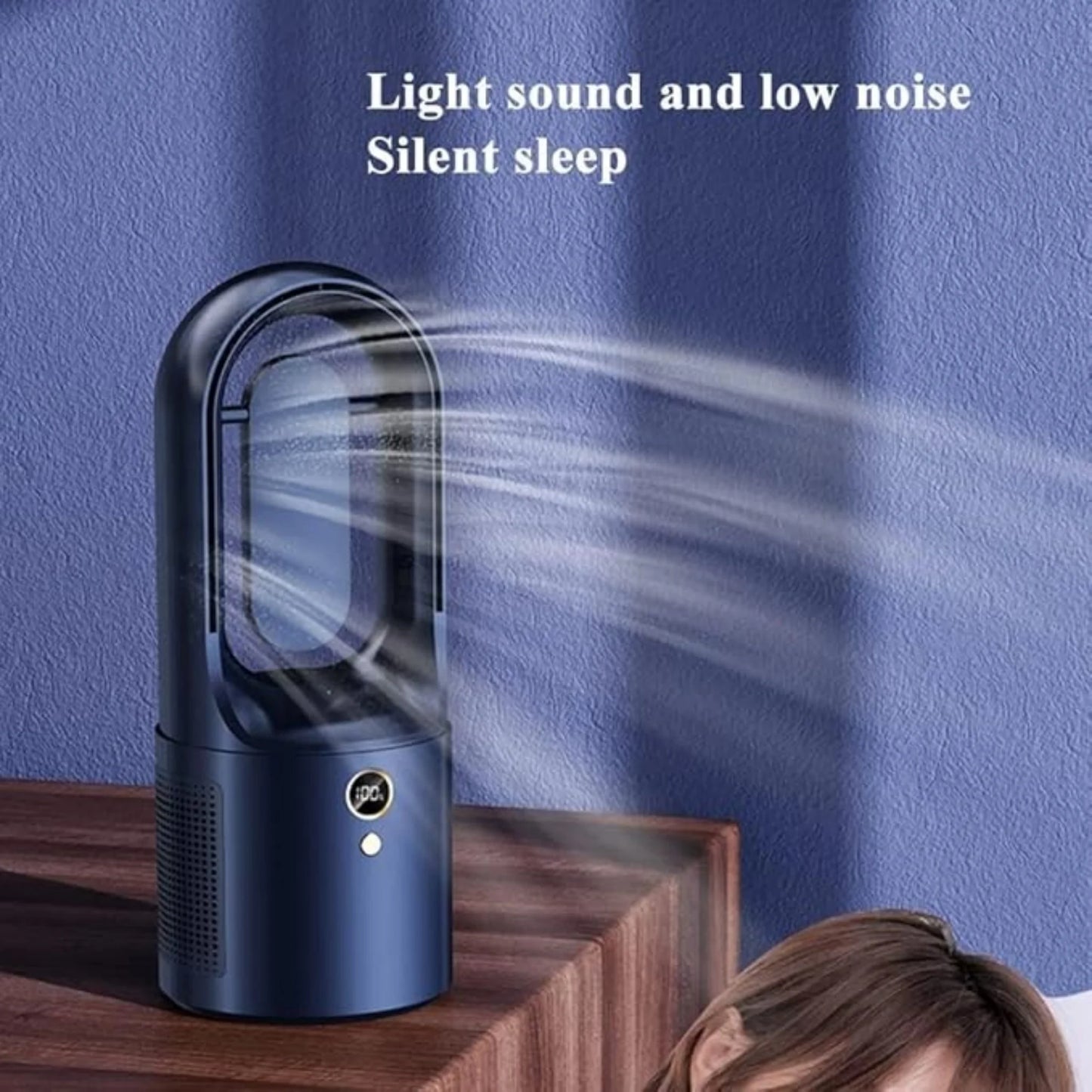 Blue LED Bladeless Table Fan