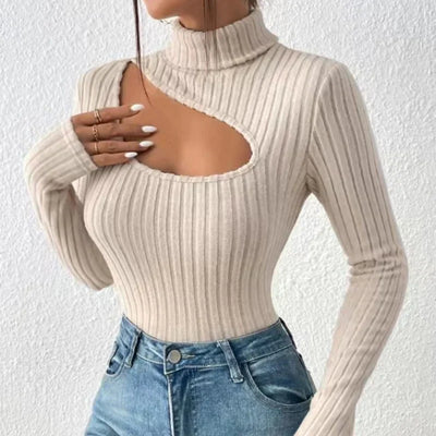 Rollkragenpullover Mit Hoher Brustweite Für Frauen | Langarm