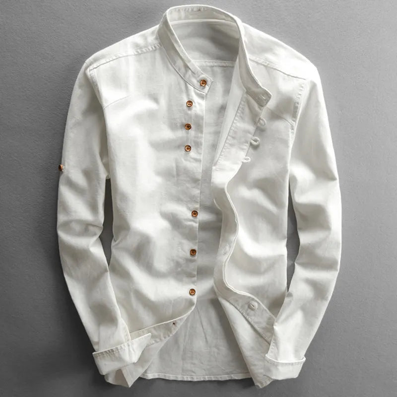Modernes Slim Fit Hemd mit Stehkragen und langen Ärmeln