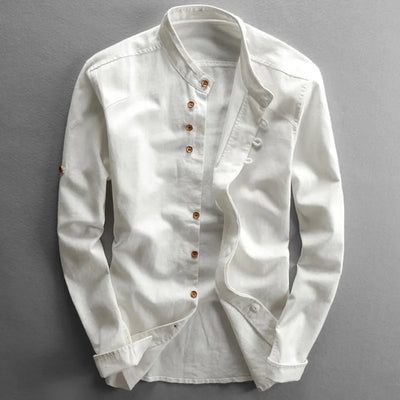 Modernes Slim Fit Hemd mit Stehkragen und langen Ärmeln