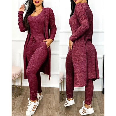 2-teiliger Jumpsuit für Frühling 2025 | Enger Leggings-Jumpsuit mit Jacke