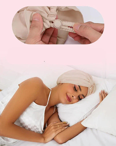 Verstellbarer Seiden-Turban für Frauen - Schlaf- und Chemo-Mütze