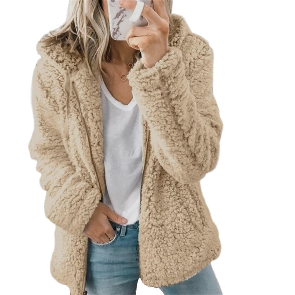 Warme Plüsch-Winterjacke für Frauen mit Kapuze | Weich und flauschig