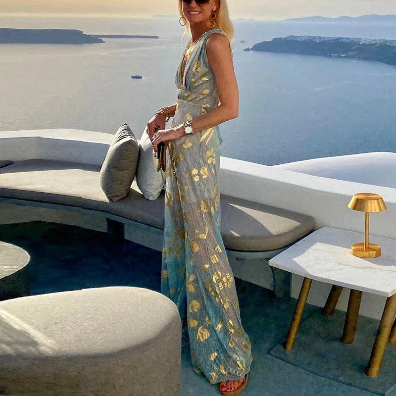 Albina - Hladké šaty s výstrihom do V a flitrovou výzdobou