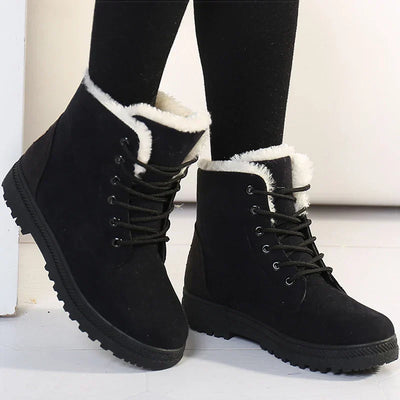 Botas de invierno para mujer con forro polar - Botines cálidos con cordones