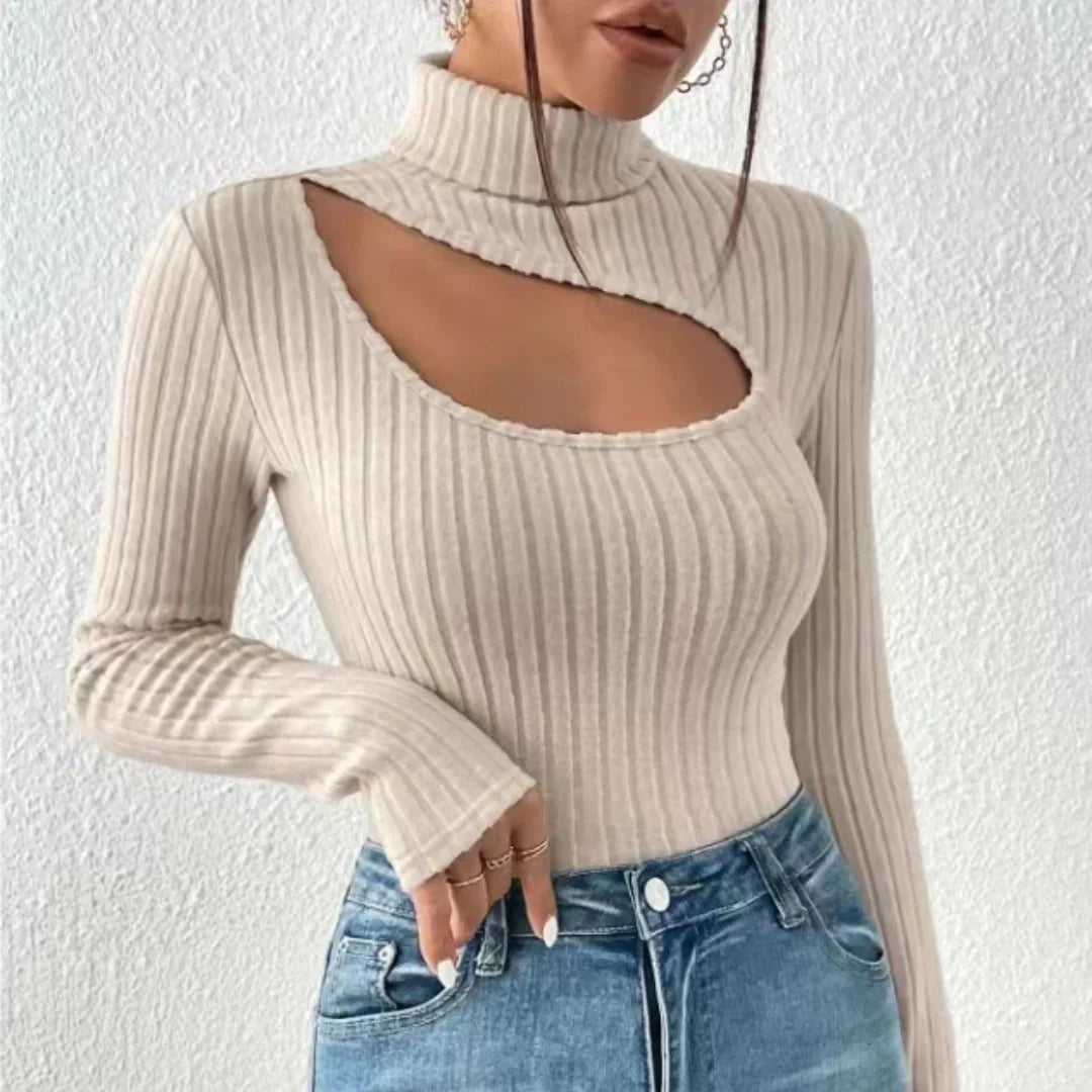 Rollkragenpullover Mit Hoher Brustweite Für Frauen | Langarm