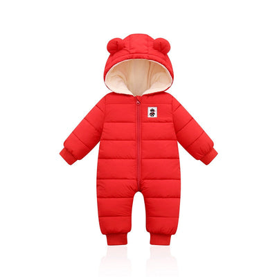 Warmer und kuscheliger Baby-Winterstrampler mit Ohren