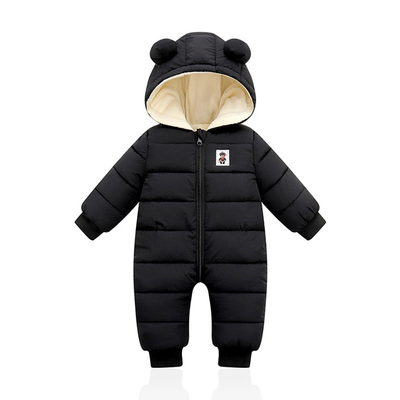 Warmer und kuscheliger Baby-Winterstrampler mit Ohren