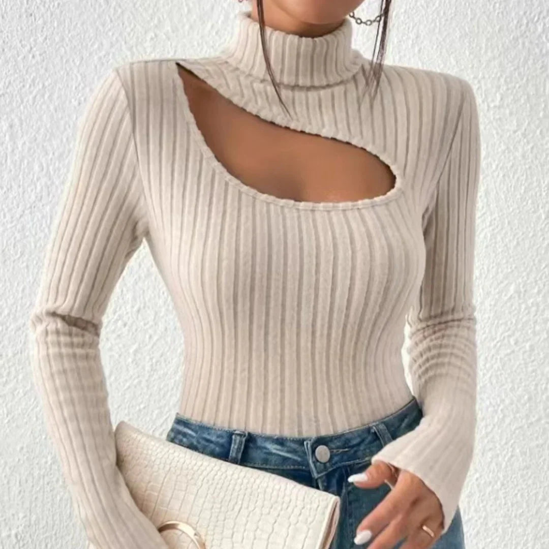 Rollkragenpullover Mit Hoher Brustweite Für Frauen | Langarm