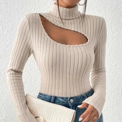Rollkragenpullover Mit Hoher Brustweite Für Frauen | Langarm