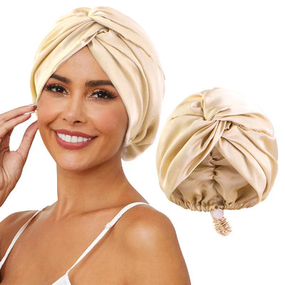 Verstellbarer Seiden-Turban für Frauen - Schlaf- und Chemo-Mütze