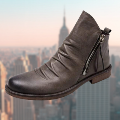 Damenstiefel aus Leder mit rutschfester Sohle und elegantem Design