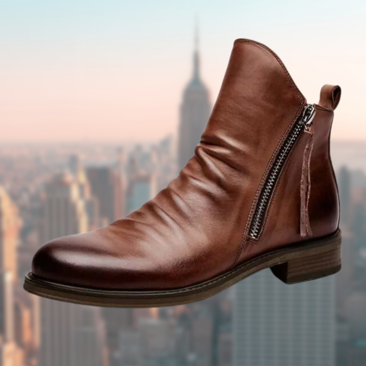 Damenstiefel aus Leder mit rutschfester Sohle und elegantem Design