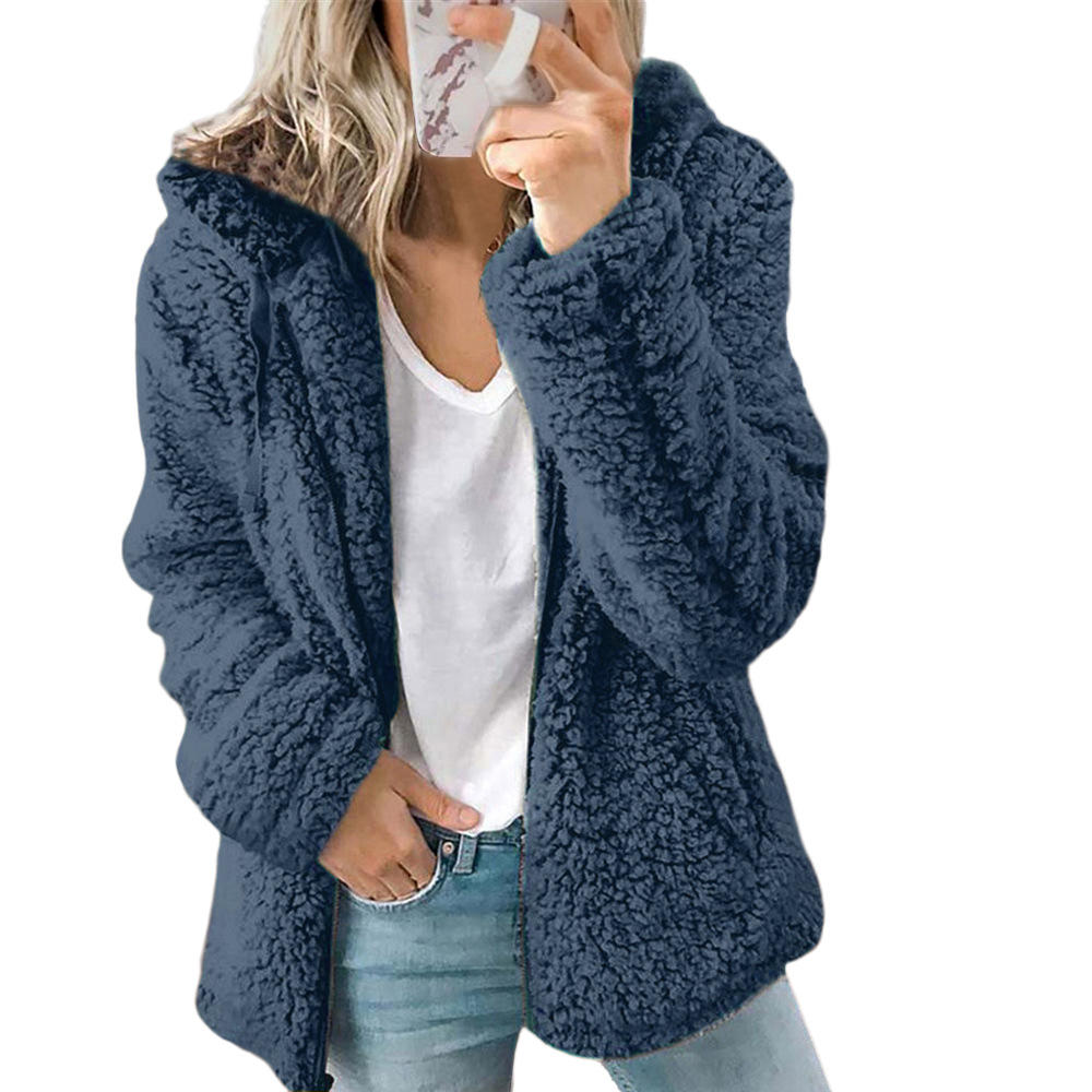 Warme Plüsch-Winterjacke für Frauen mit Kapuze | Weich und flauschig
