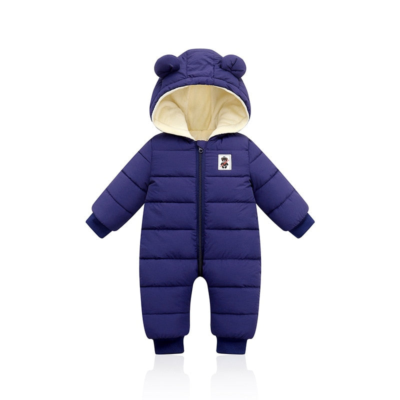 Warmer und kuscheliger Baby-Winterstrampler mit Ohren