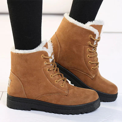 Botas de invierno para mujer con forro polar - Botines cálidos con cordones