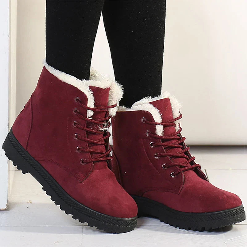 Botas de invierno para mujer con forro polar - Botines cálidos con cordones