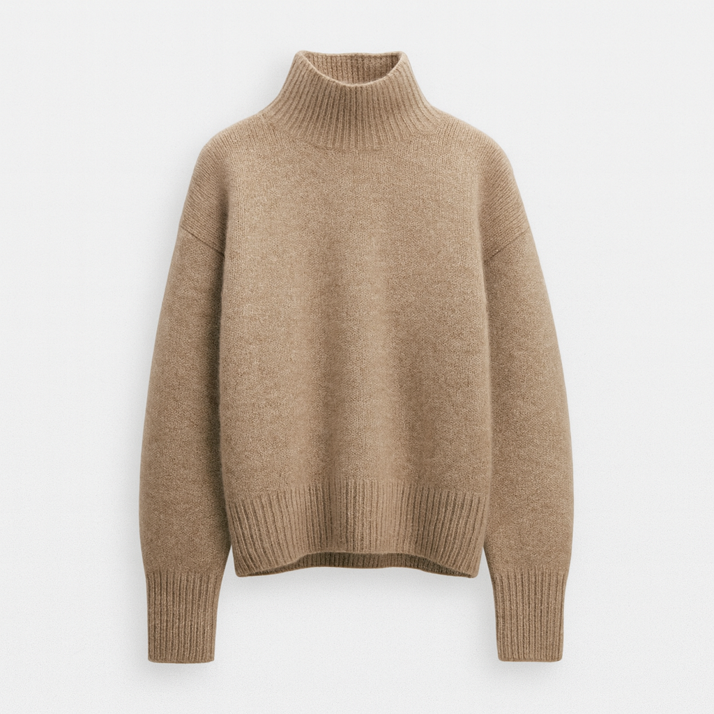 Cashmere turtleneck sweater khaki