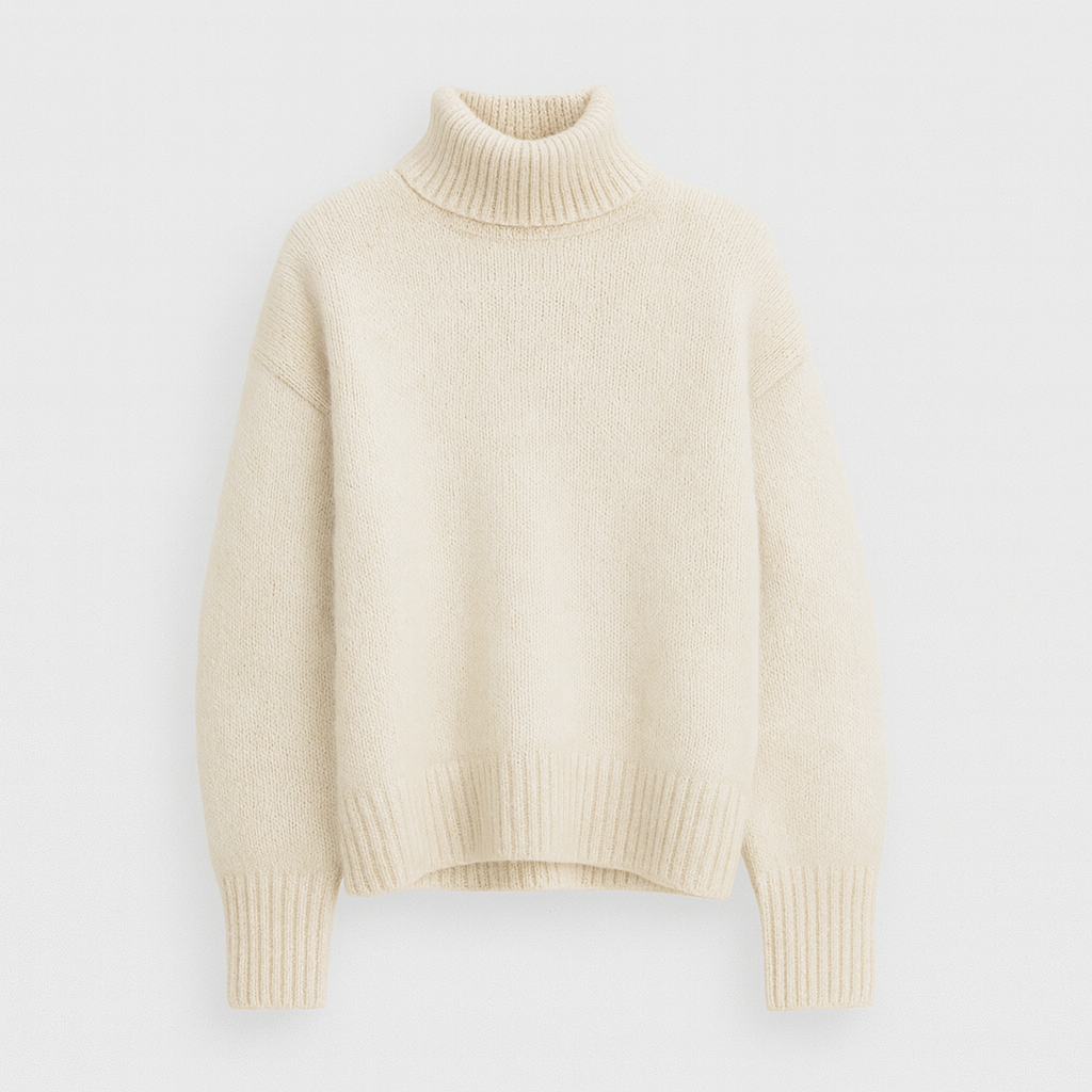 Cashmere turtleneck sweater beige
