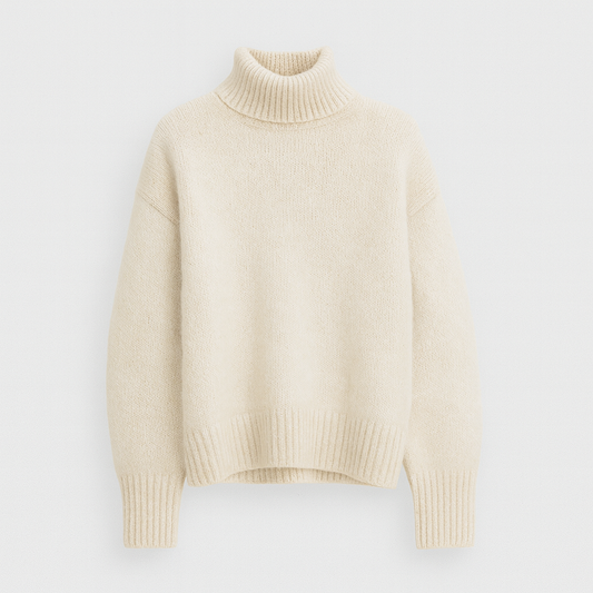 Cashmere turtleneck sweater beige