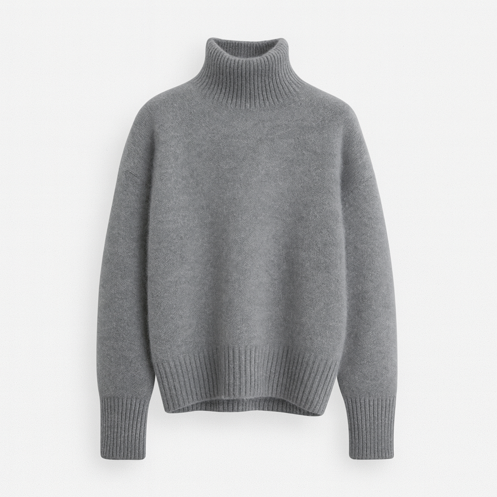 Cashmere turtleneck sweater gray