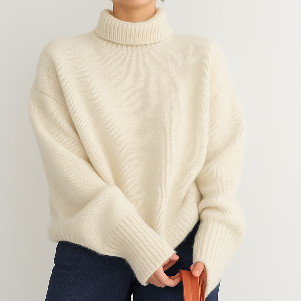 Cashmere turtleneck sweater beige