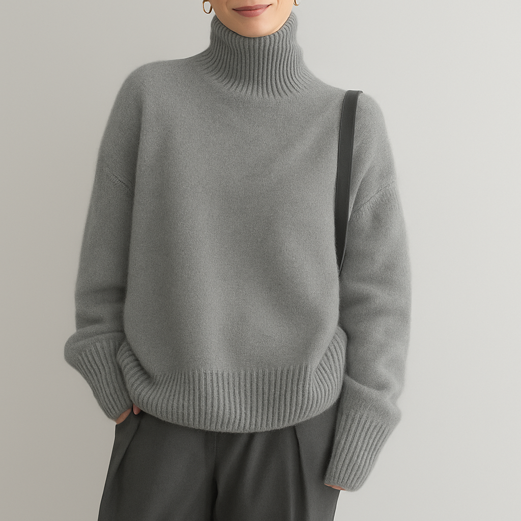 Cashmere turtleneck sweater gray