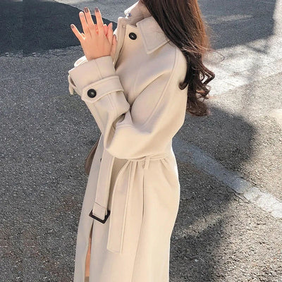 Eleganter Damen-Trenchcoat mit Gürtel - Herbst/Winter