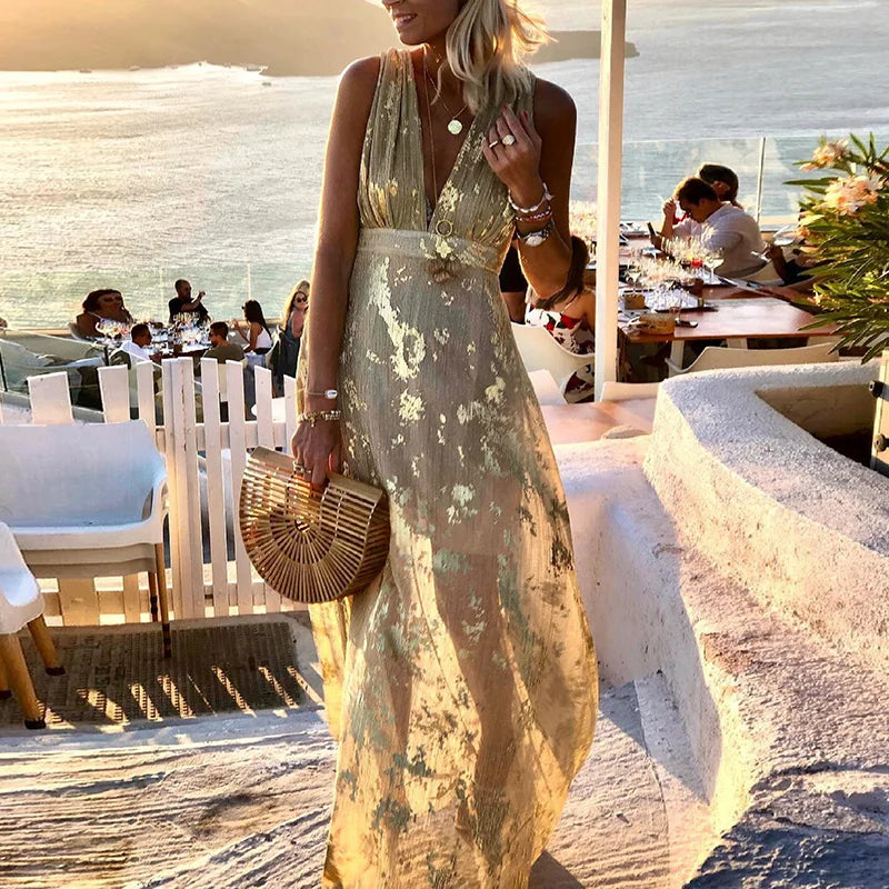 Albina - Hladké šaty s výstrihom do V a flitrovou výzdobou