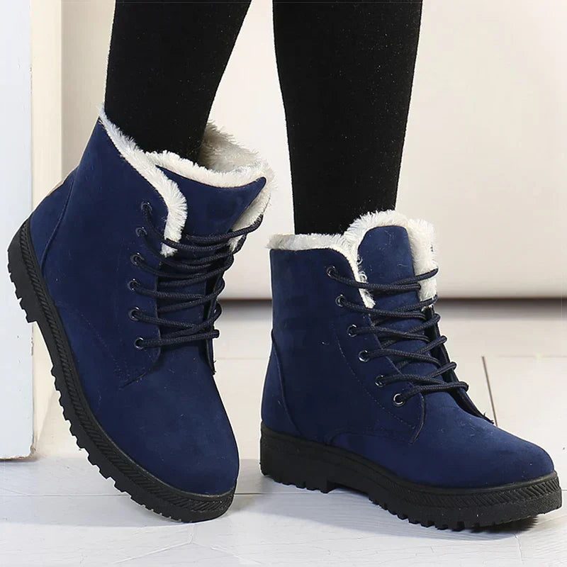 Botas de invierno para mujer con forro polar - Botines cálidos con cordones