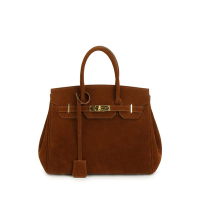 Kelly | Bolso de hombro de ante con herrajes dorados